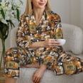 thumbnail image 6 of Yiaed Vintage Bottles Print Pajamas Women's Long Sleeve Sleepwear Soft Button Down Loungewear Pjs Lounge Set Nightwear Womens Pajama Pants-Medium, 6 of 7
