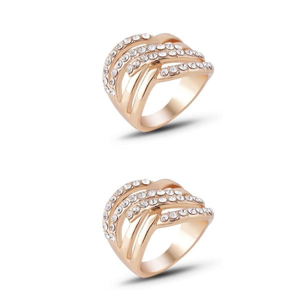 Jumpingount Anillo de cristal para niñas, banquete, boda, nudillo, joyería, regalo de oficina, tamaño 8 Type2 NO2 Jumpingount CBP224966