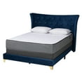 thumbnail image 2 of Baxton Studio Easton Contemporary Glam and Luxe Navy Blue Velvet and Gold Metal Queen Size Panel Bed, 2 of 9