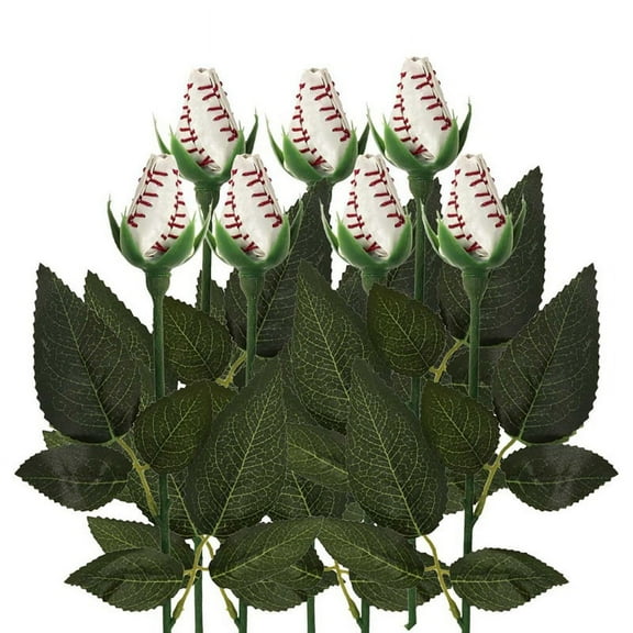 Softball Rose Sport Leather Handmade Artificial Flowers Gift for Mom Fans Team Graduation,B