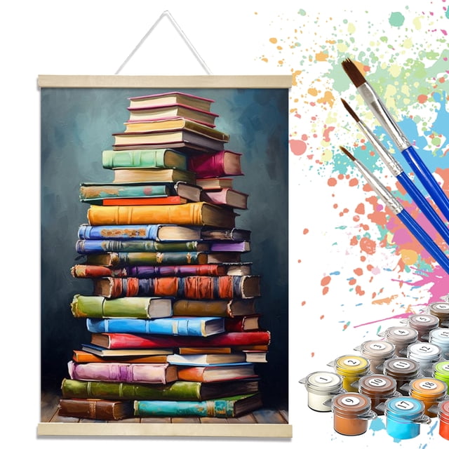 JYLMOOD Paint by Numbers with Hanger Frame for Adults Beginners Roll Canvas,12x16in