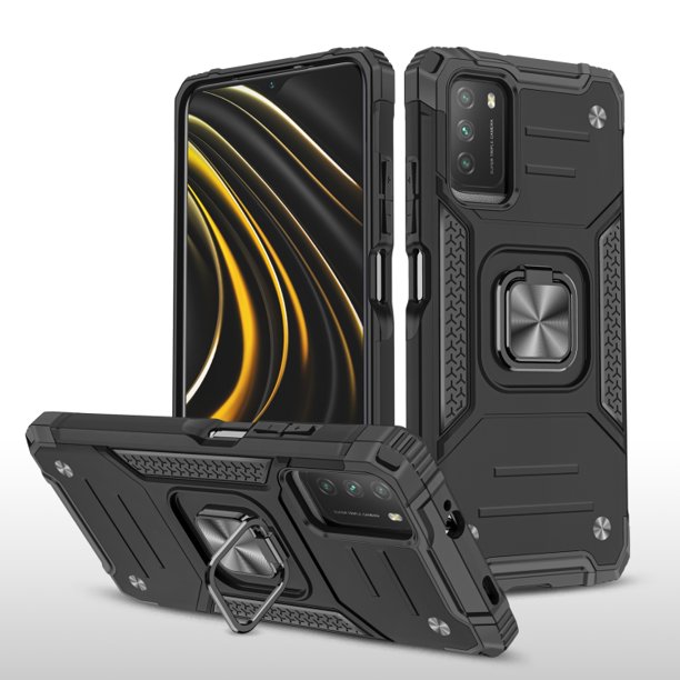 Funda de teléfono para Poco M3 de Uso Rudo Shock color + Mica de Cristal