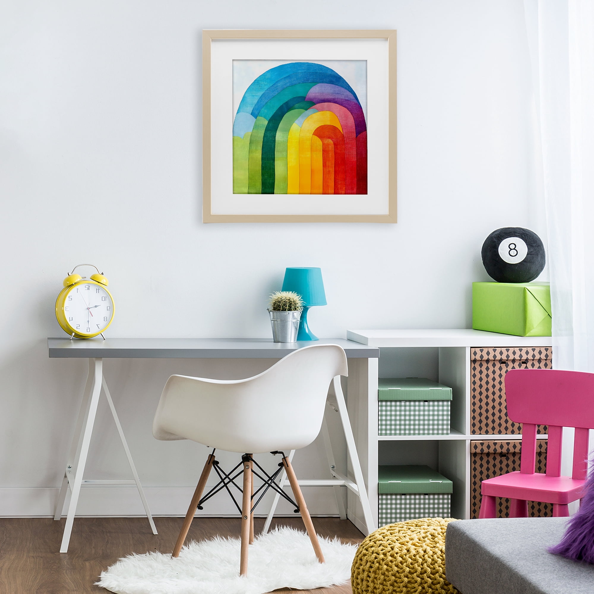 Stupell Industries Vibrant Rainbow Arch Abstraction Birch Framed Print Under Glass, design by Creative Studio