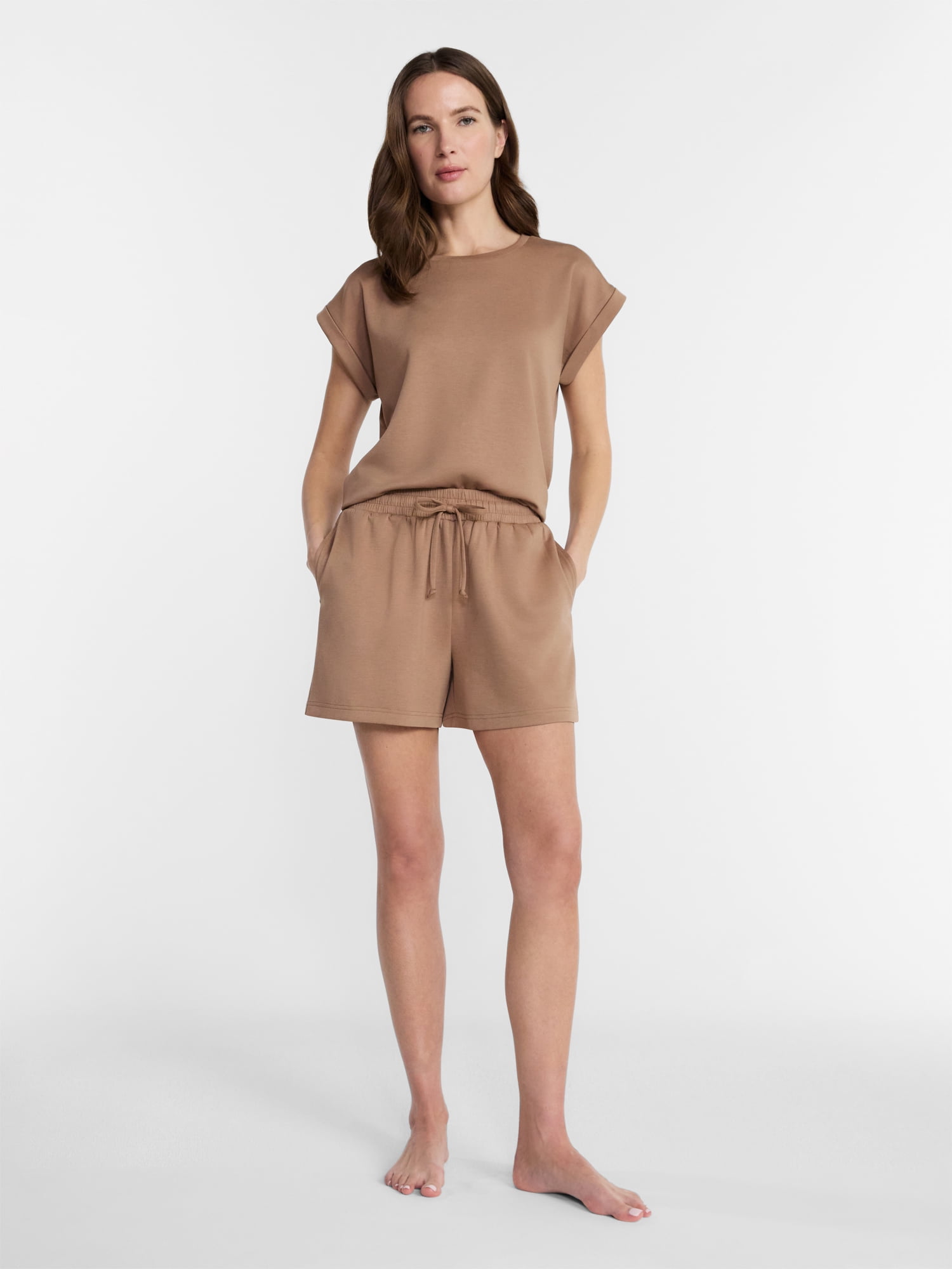 Lissome Women's Scuba Knit Top and Shorts Lounge Set, 2-Piece, Sizes S-4X