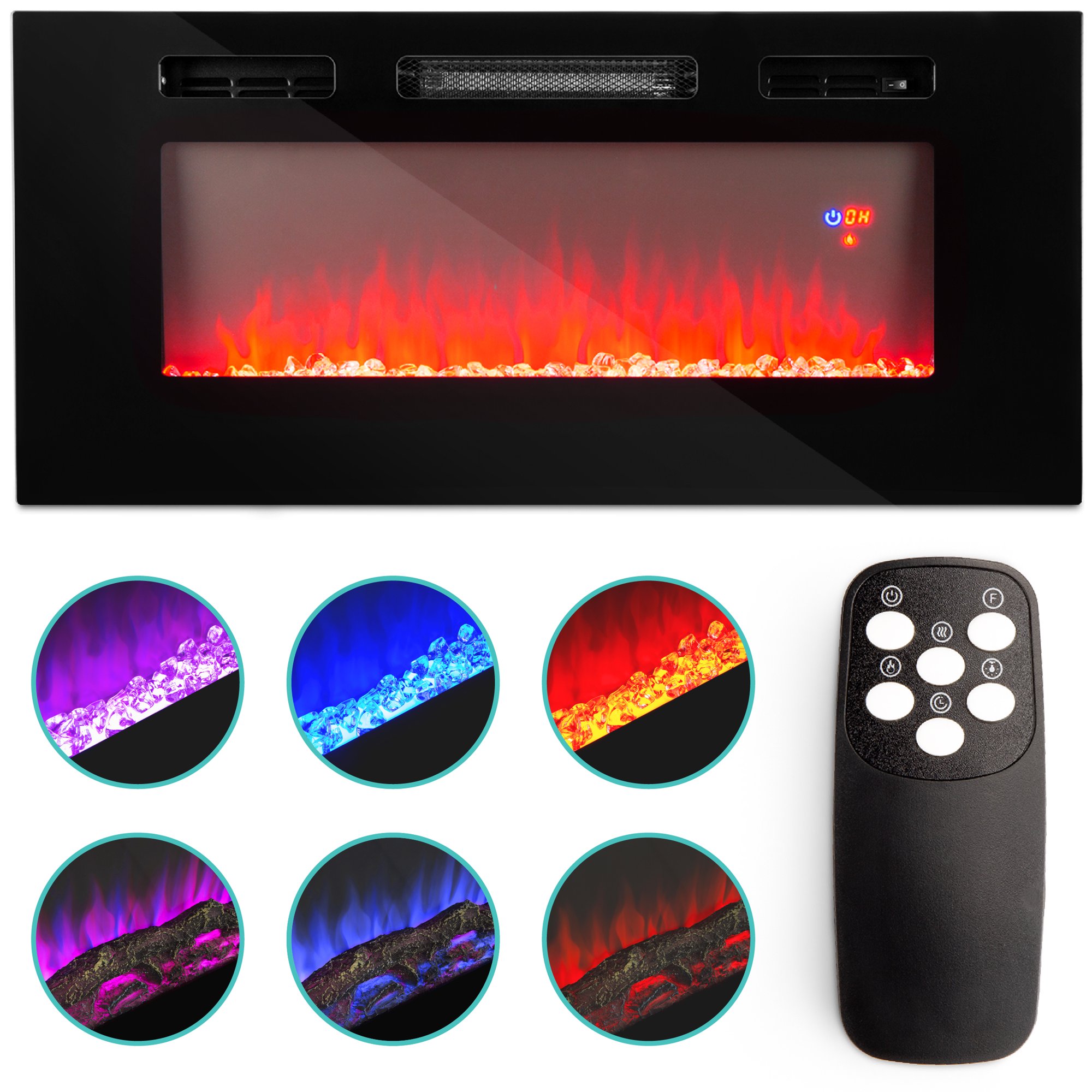 Best Choice Products 1500W 50in Electric Fireplace Heater Recessed and Wall  Mounted w/ Remote, Logs, Crystal Stones - Walmart.com