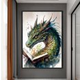 thumbnail image 3 of (4) Hilo algodón ecológico bordado 11CT 3 hebras impresión 40*60 cm retro-Dragón leyendo un libro kit serie punto cruz, 3 of 9