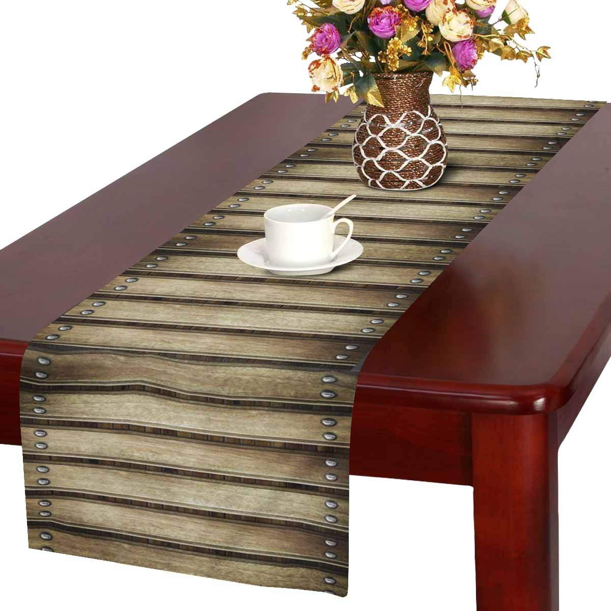 MKHERT Grundy Dark Vintage Wooden Background Table Runner for Office