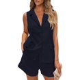 thumbnail image 1 of Trajes de 2 piezas PRETTYGARDEN para mujer, casual, de verano, azul marino, XXL, 1 of 9