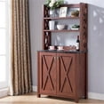 thumbnail image 3 of Bowery Hill Farmhouse Wood Multi-Storage Kitchen Cabinet in Walnut, 3 of 5