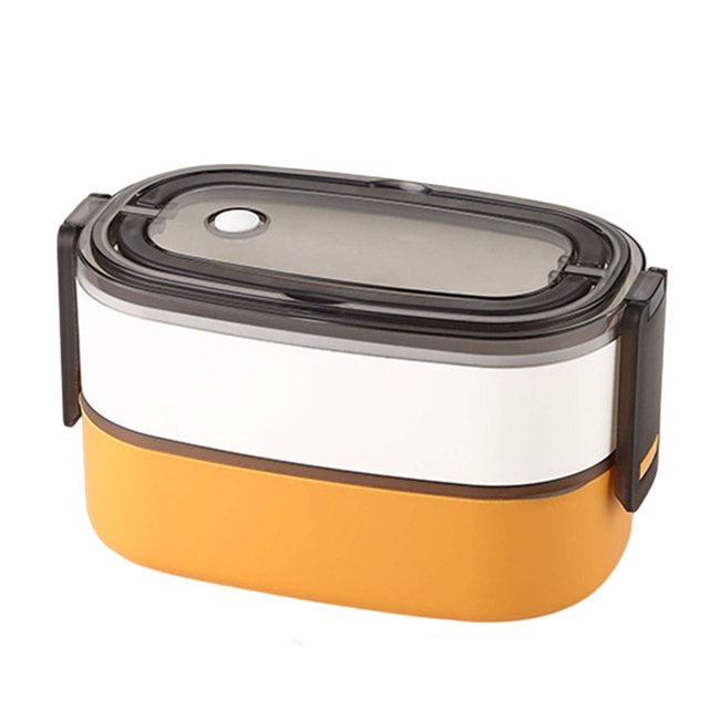 Double Layer Plastic Lunch Boxes with Handle Durable High Temperature Resistant Lunch Box for Traveling Meal Prepping
