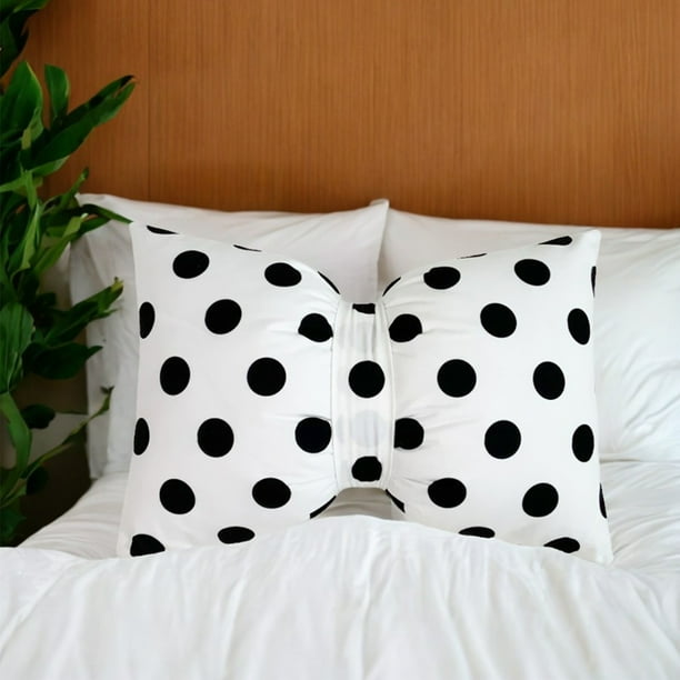 Cojín Lumbar De Lunares, Funda De Terciopelo, Lazo Decorativo Desmontable, Soporte Suave Para Sofá, Silla, Cama, Sala De Estar, Dormitorio, Oficina.