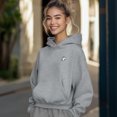 thumbnail image 3 of Dalix Heartly Ghost Embroidery Relaxed Hoodie Soft Fleece Sweatshirt Fit Lounge Womens in Heather Gray L Large, 3 of 5