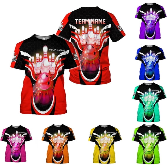 Custom 3D Bowling Shirts Personalized for Men and Women - Unique Team Shirt & Gifts for Bowling Lovers (Red, S)