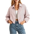 thumbnail image 6 of Vmvidoty Womens Polka Dot Cropped Jacket Zip Up 2026 Trendy Casual Fashion Jacket Coat with Pockets Pink S, 6 of 6