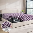 thumbnail image 5 of Lux Decor Queen Bed Sheets Set 4 Piece - Quatrefoil Pattern, Ultra Soft Polyester Sheet Deep Pocket Fit, Wrinkle Free, Breathable & Fade Resistant OEKO-TEX Certified, Purple, 5 of 11