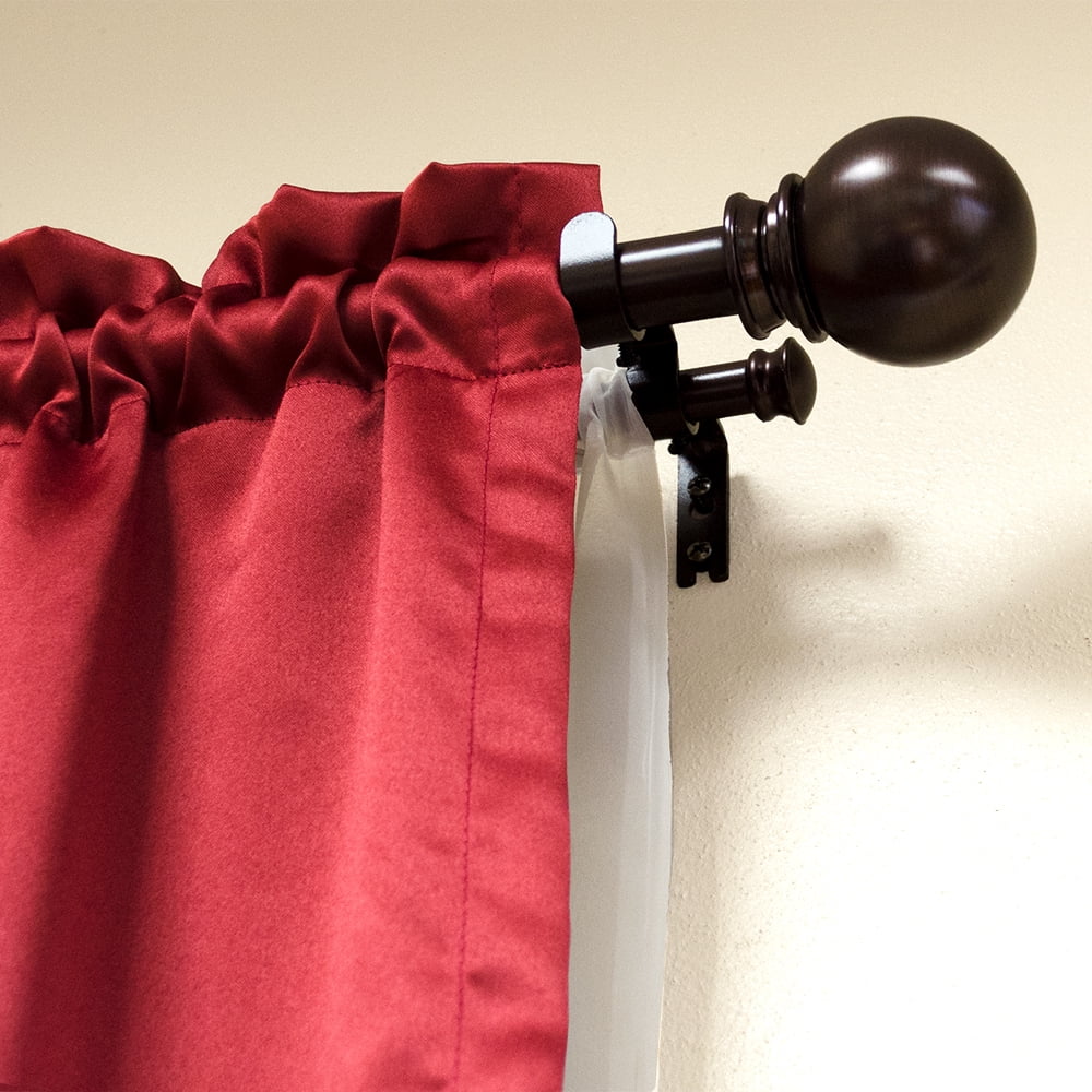 Lumino 1" and 5/8" Bronze Classic Ball Adjustable Double Curtain Rod Set, 42"-120"