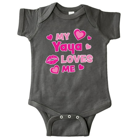 

Inktastic Valentine s Day My Yaya Loves Me Hearts and Lips Gift Baby Boy or Baby Girl Bodysuit