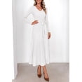 thumbnail image 4 of PRETTYGARDEN Womens Fall Maxi Long Sleeve Sweater Dress Soft Stretchy Knit, V Neck A Line Dresses with Bow, Flowy Pleated Hem, Cocktail Party Outfits, Trendy Winter Clothes, 4 of 9