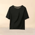 thumbnail image 2 of KyCheLot Womens Plus Size T-Shirts Solid Color Round Neck 1/2 Length Sleeve Tops Summer Beach Vacation T-Shirts, 2 of 7