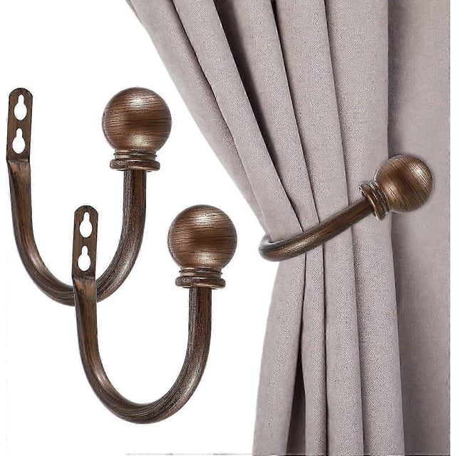 Sumnacon Juego de 2 sujetadores decorativos para cortinas, sujetadores de cortina de ventana de aleación de aluminio para montaje en pared para dormitorio, sala de estar y oficina. Incluye tornillos.