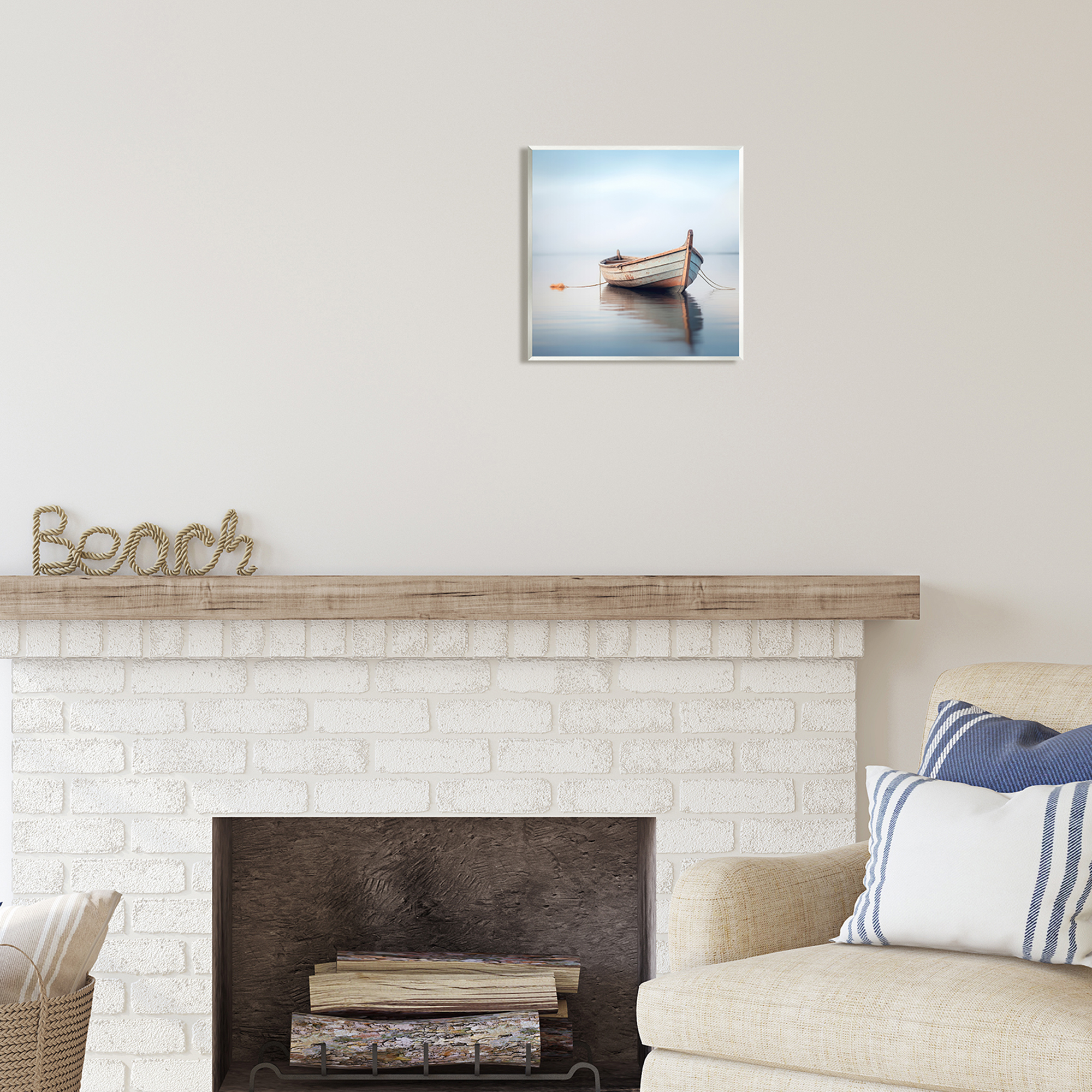 Stupell Industries Boat Floating in Fog Transportation Photography Unframed Art Print Wall Art, 12 x 12