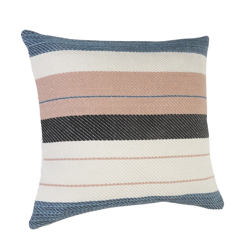 Ox Bay 24" x 24" Hand-Woven White/ Pink Geometric Resistant Polyester Pillow Cover