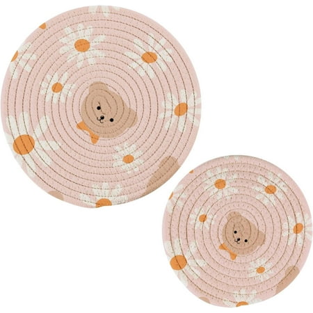 

Tangkunup Bear Trivets Pot Holders Set of 2 Decoration Potholders for Kitchens Pure Cotton Thread Weave Trivets Hot Pads for Kitchens Coasters Placemats Spoon Rest for Cooking