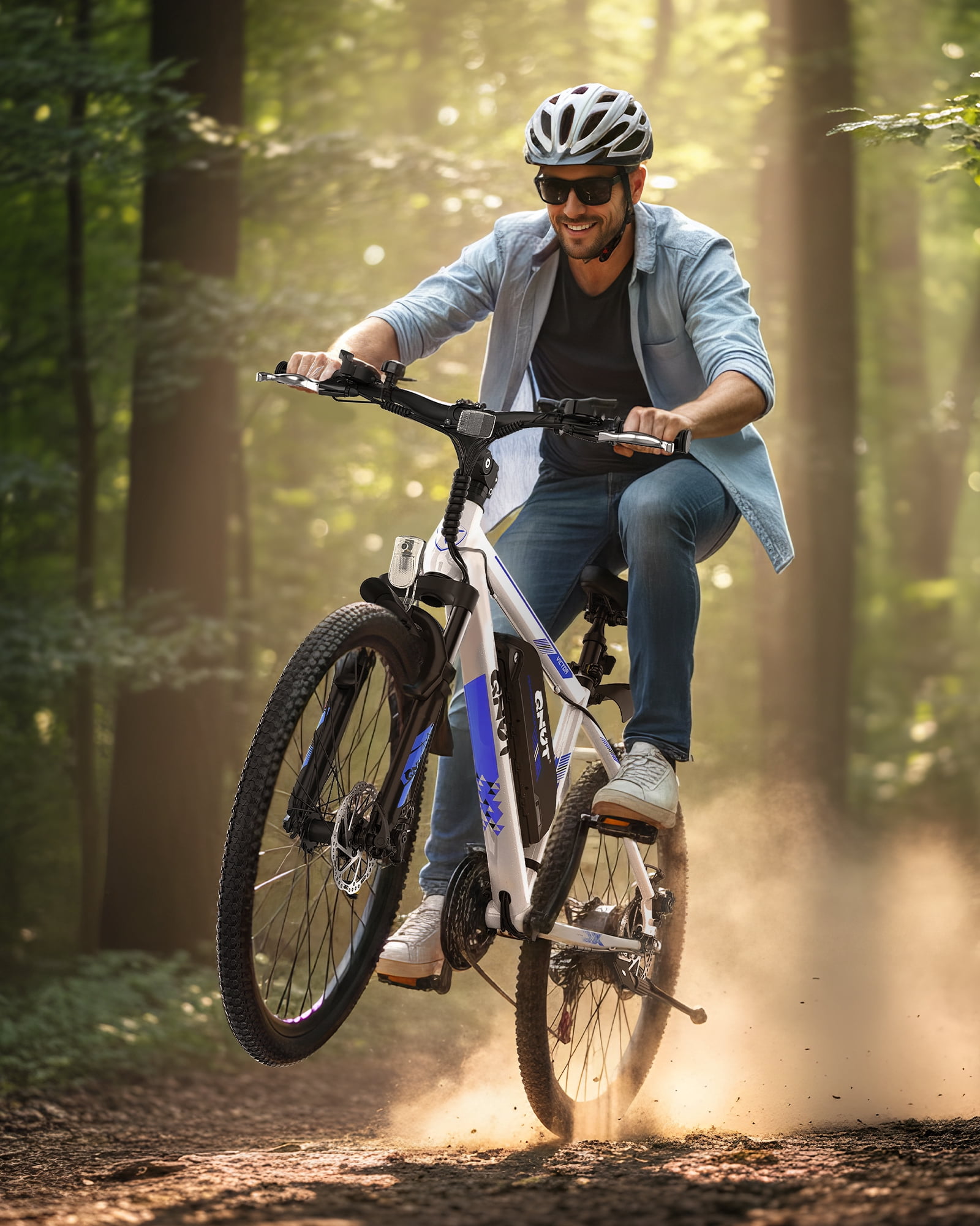 QNUT Full Aluminum Electric Bike for Adults & Teens, Peak 750W, Upgraded Adjustable Handlebars, 21-Speed Commuter E-Bike with Dual Disc Brakes, 40-Mile Range, for mountain & Commuter (Dawn Glide)