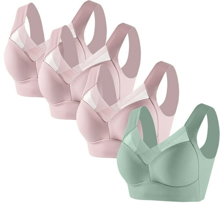Ndbuld Bras for Women 4pc Women s Strapless Lace Underwear with Thin Side Collection and Daily Bra Fall Clearance L-6XL L Green