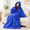 Blue-Adult, variant on Dark Gray Adult Wearable Flannel Blanketshirt with Hood and Pocket
