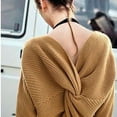 thumbnail image 6 of Aellinatey Women Batwing Long Sleeve Sweater Sexy V-Neck Criss for Cross Twisted Back Pullover Tops Solid Color Loose Knitted Jumpe, 6 of 20