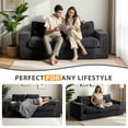 thumbnail image 4 of BYBYME 3 Seater Couch with Tufted Cushion & Backrest,Corduroy Floor Sofa with Armrests for Living Room Bedroom Office,Sofa in A Box,No Assembly Required,Black, 4 of 8
