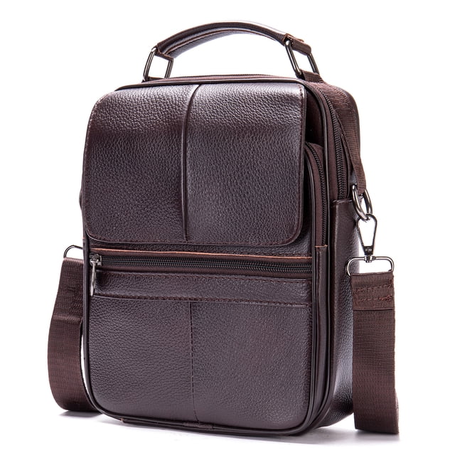Bolso de cuero para hombre, maletín vertical informal, bolso de negocios para documentos para hombre, bolso cruzado de piel de vaca, bolso de hombro para generar cabello