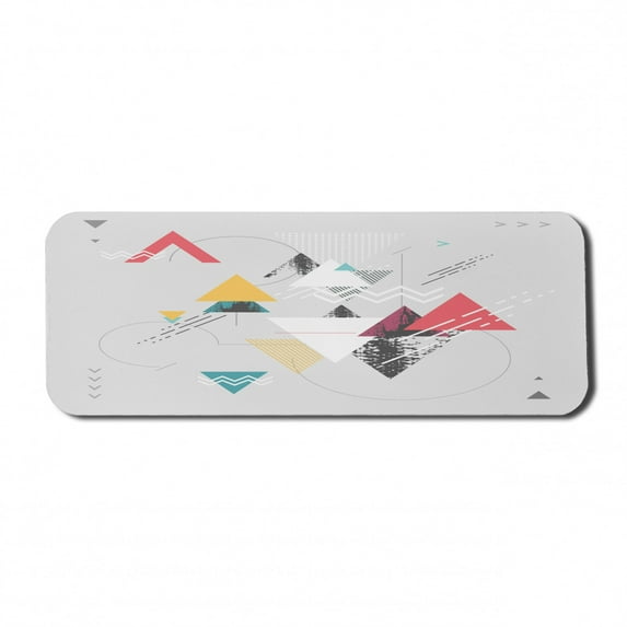 Abstract Computer Mouse Pad, Abstract Geometric Modern Design with Triangle and Typed Detailed Art, Rectangle Non-Slip Rubber Mousepad Large, 31" x 12", Mustard Pale Grey Teal, by Ambesonne