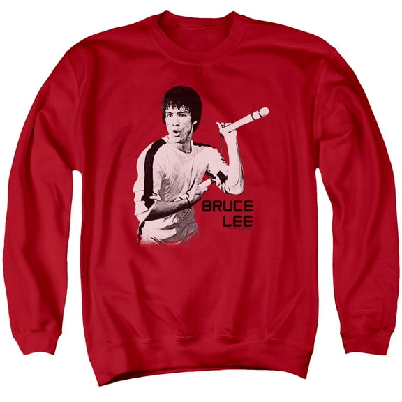 Bruce Lee Nunchucks Adult Crewneck Sweatshirt Red