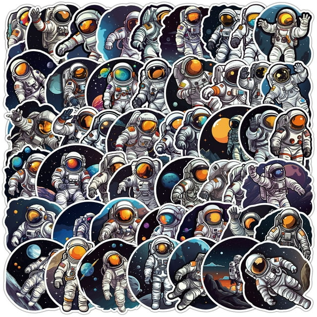 Set de pegatinas Astronaut Space, 50 unidades, para niños y adolescentes