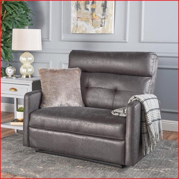 Reclining Loveseat, Modern Push-Back Wall Hugger Double Recliner | Microfiber | Slate | Living Room/RV