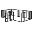 thumbnail image 4 of Gewnee Twin Size Toddler Bed, Metal Floor Bed Frame with Fence and Door,Black, 4 of 9