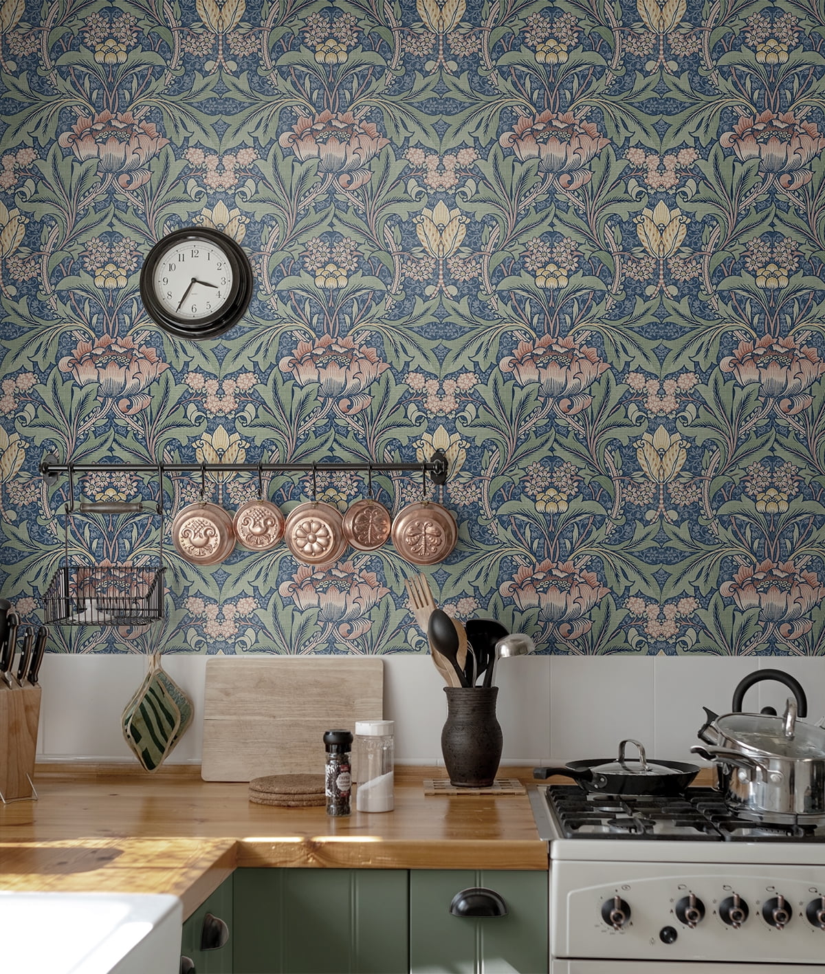 NextWall Morris Flower Peel and Stick Wallpaper