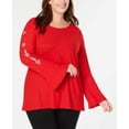 thumbnail image 1 of I-N-C Blouse à Manches Ornées pour Femmes, Rouge, Grande Taille, 0X, 1 of 5