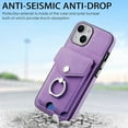 thumbnail image 2 of Nalacover Wallet Case for iPhone 13, Premium Leather Case with Card Holder, 360°Rotation Ring Kickstand, RFID Blocking Protective Magnetic Back Clsoure Case For iPhone 13, Purple, 2 of 13