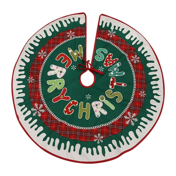 JeashCHAT Green Christmas Tree Skirt 35.4" Merry Christmas Snowflake Printed Tree Skirt Xmas Party Winter Holiday Decorations for 5Ft/6Ft/7Ft Christmas Tree