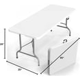 thumbnail image 3 of HJTER 8 Foot Plastic Folding Table Portable Long Table for Indoor Outdoor Use Rectangular with Carrying Handle，White, 3 of 9