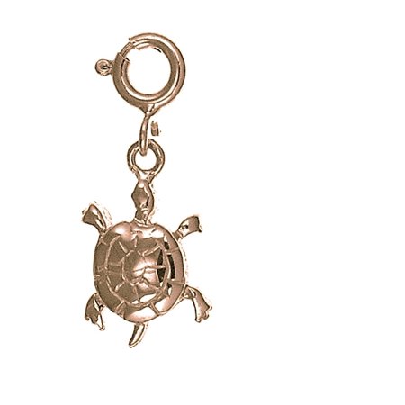 14K Rose Gold Turtles Pendant - 21 mm