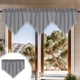 thumbnail image 1 of Cortinas cortas triangulares | Cortinas de poliéster de color liso para ventanas de 130 x 60 cm | Beige, gris, rojo, verde y café | Diseño ligero con varillas | Hogar moderno, sala de estar, cocina, 1 of 8