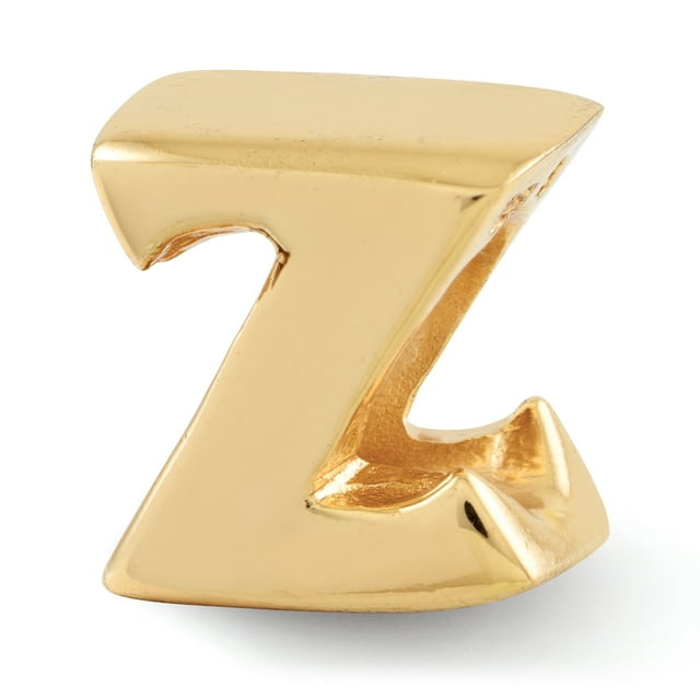 925 Sterling Silver Gold Plated Charm For Bracelet Letter Z Bead Gold-plated Alphabet