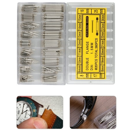 Watch Band Install Tool TSV 360Pcs 8-25mm Stainless Steel Watch Band Spring Bars Link, Strap Repair Parts Watchmaker Stainless Steel Tool Set Kit ()