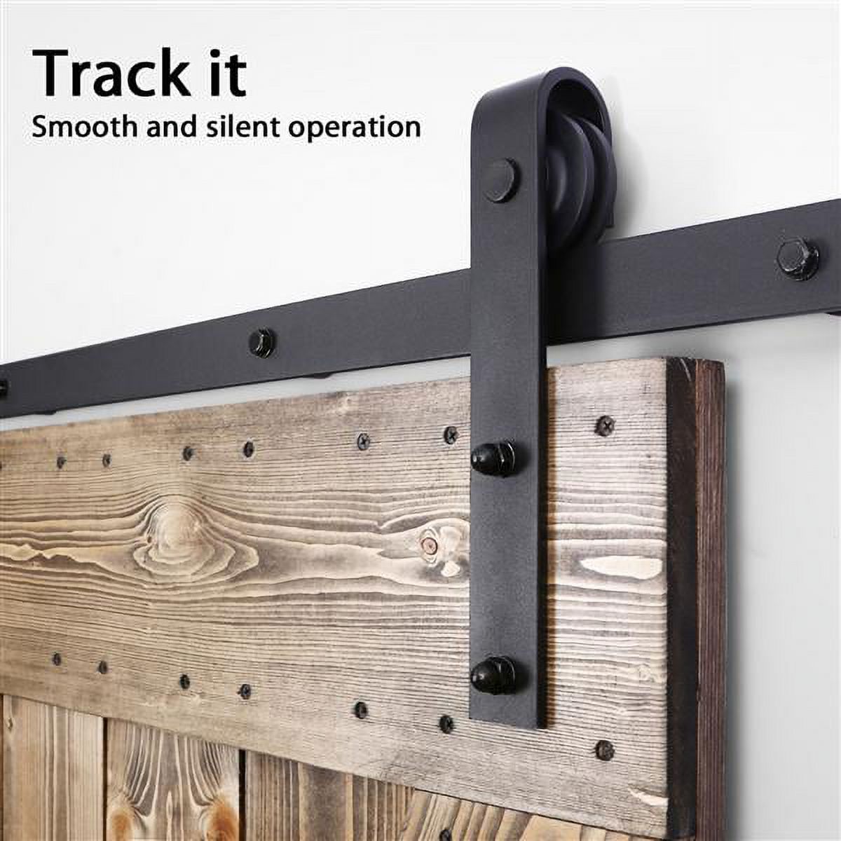 Smile Mart Flat-tip Design Single-door Sliding Track Barn Door Hanging Hardware Kit 8 ft - image 2 of 14