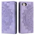 thumbnail image 2 of Wallet Case for iPhone 7 / iPhone 8 / iPhone SE 2022 & 2020 Embossed Pattern Flip Kickstand Classic PU Leather Case with Card Holder, Magnetic Shockproof Totem Pattern Purse Cover, Purple, 2 of 11