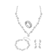 thumbnail image 1 of "Kit 4 Pz Joyería Juego De Collar Pulsera Pendientes Y Anillo Para Novia Mujer  LAB.G Plata ", 1 of 5